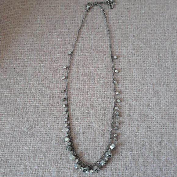 Fossil Necklace--Silver Tone Chain with Dangling Beads - Picture 1 of 5